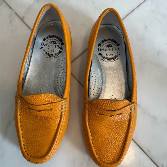 Driver Club USA Greenwich 7.5 yellow leather driving shoe flat slip-on loafers - Picture 3 of 10